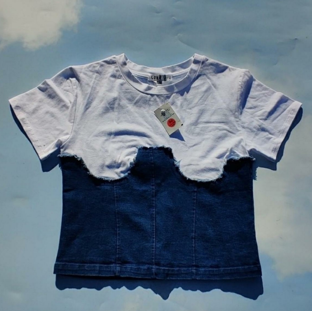 Jean Denim Bustier Top Corset Denim Tee Shirt Top